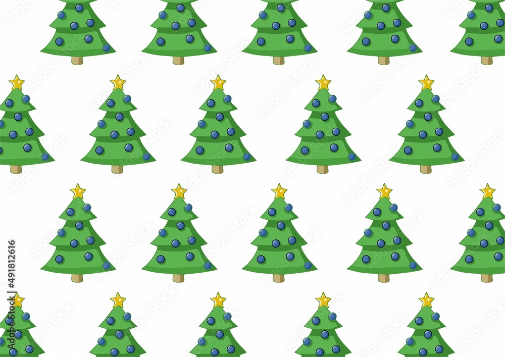 background with repetition of Christmas motif. christmas trees forming seamless pattern