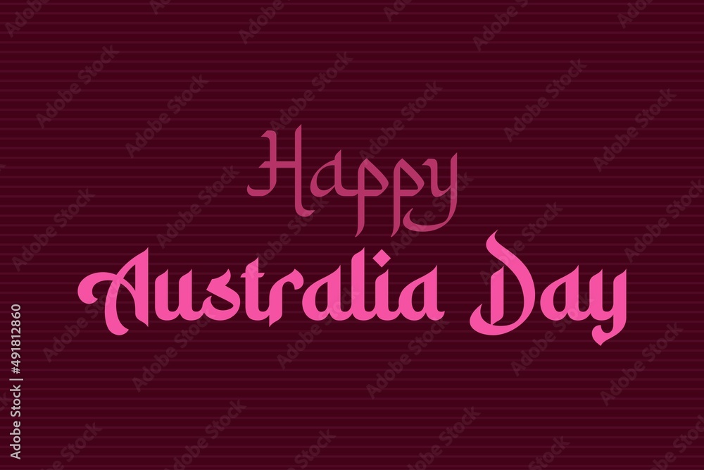 Happy Australia Day typography text on dark pink background. Australia day Pink typography vector design. Happy Australia Day typography text on dark pink background. Australia day Pink typography vector design.