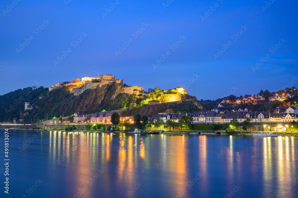 Panoramic View of Koblenz and Fortress Ehrenbreitstein, Germany