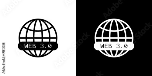 Web 3.0 Symbol. Web 3 Icon Isolated on Dark and Light Backgrounds