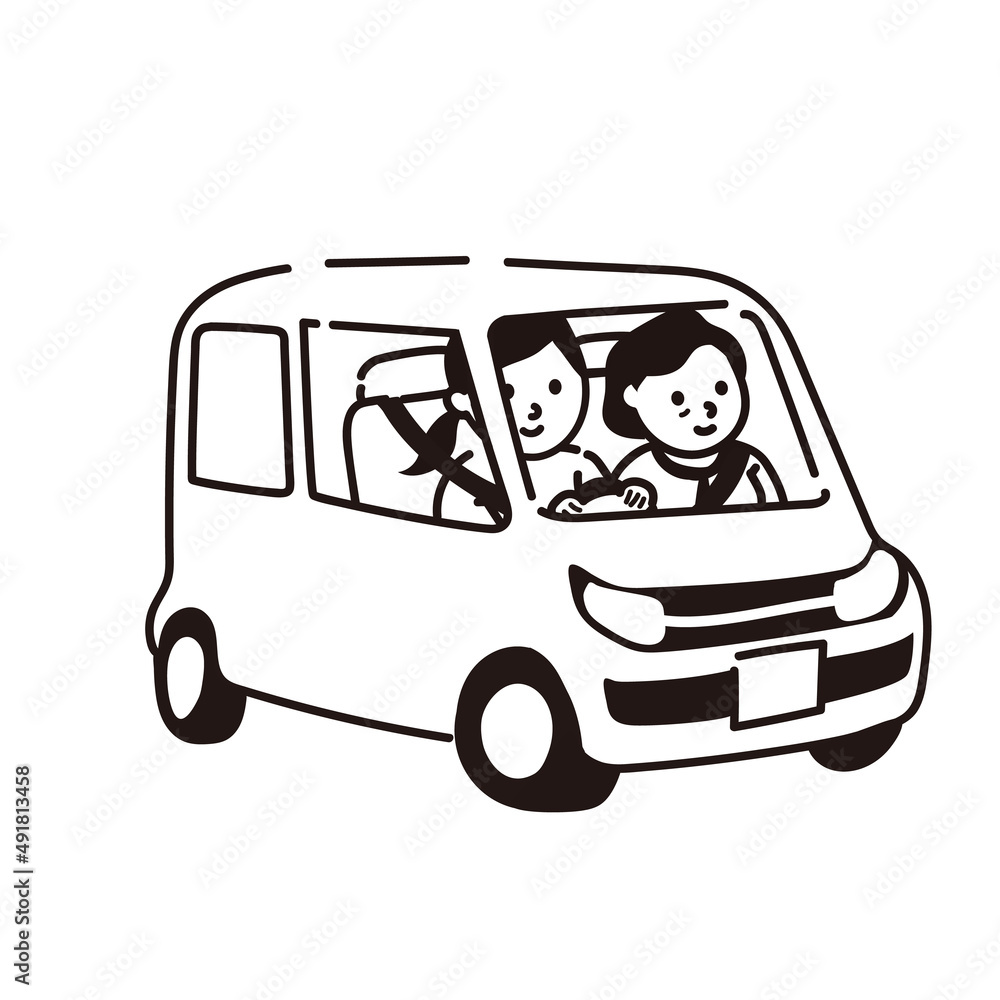 イラストベクター　車を運転する女性