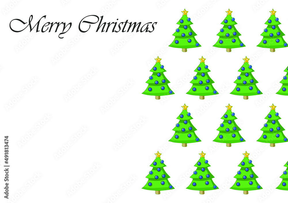 merry christmas card with repeating christmas trees