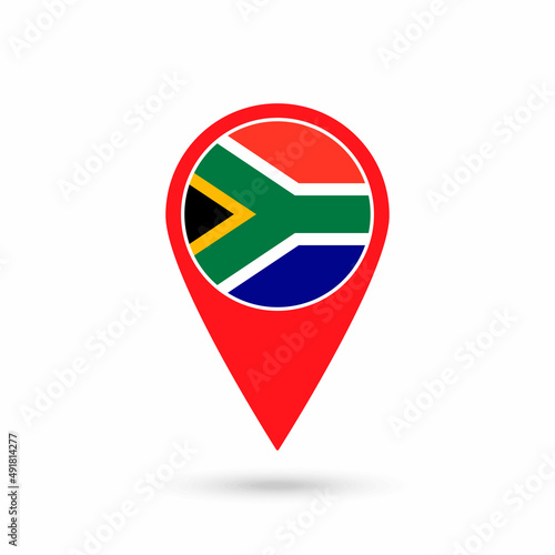 Free Download Map pointer with contry South Africa. South Africa flag. Vector illustration. - GFXLoad