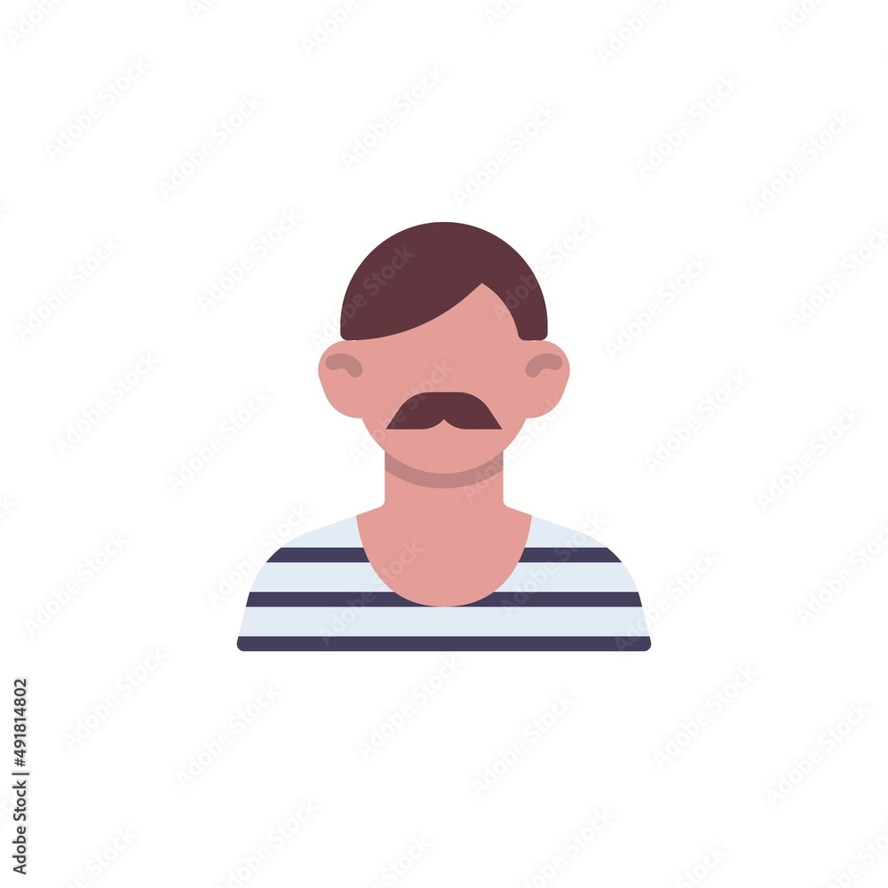 Mustachioed man avatar flat icon Mustachioed man avatar flat icon