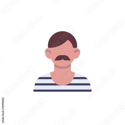 Mustachioed man avatar flat icon