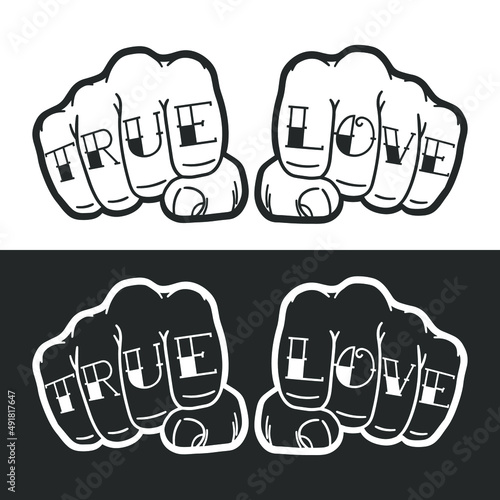 True Love Illustration Clip Art Design Shape. Tattoo Gesture Silhouette Icon Vector.
