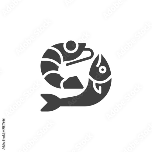 Fish and shrimp vector icon