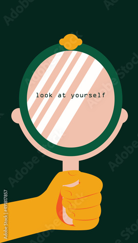 Therapy, psychology concept. Open mind. Philosophical metaphor of finding the inner self and accepting oneself. modern illustration about mental health.