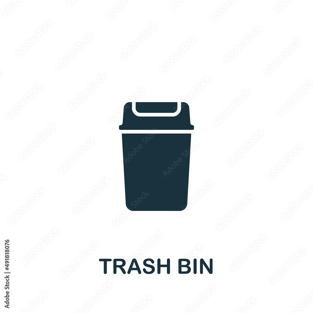 Trash Bin icon. Monochrome simple icon for templates, web design and infographics Trash Bin icon. Monochrome simple icon for templates, web design and infographics