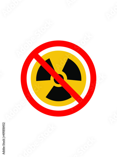 Stop nuclear war designs with radiation symbol isolated on white background. No more war sign concept icon. Stop war illustration