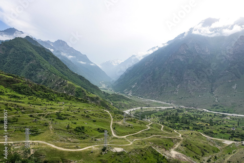 A mountain valley in the gorge of the Cherek-Balkar River in the vicinity of the Gymyhli tract. Caucasus 2021