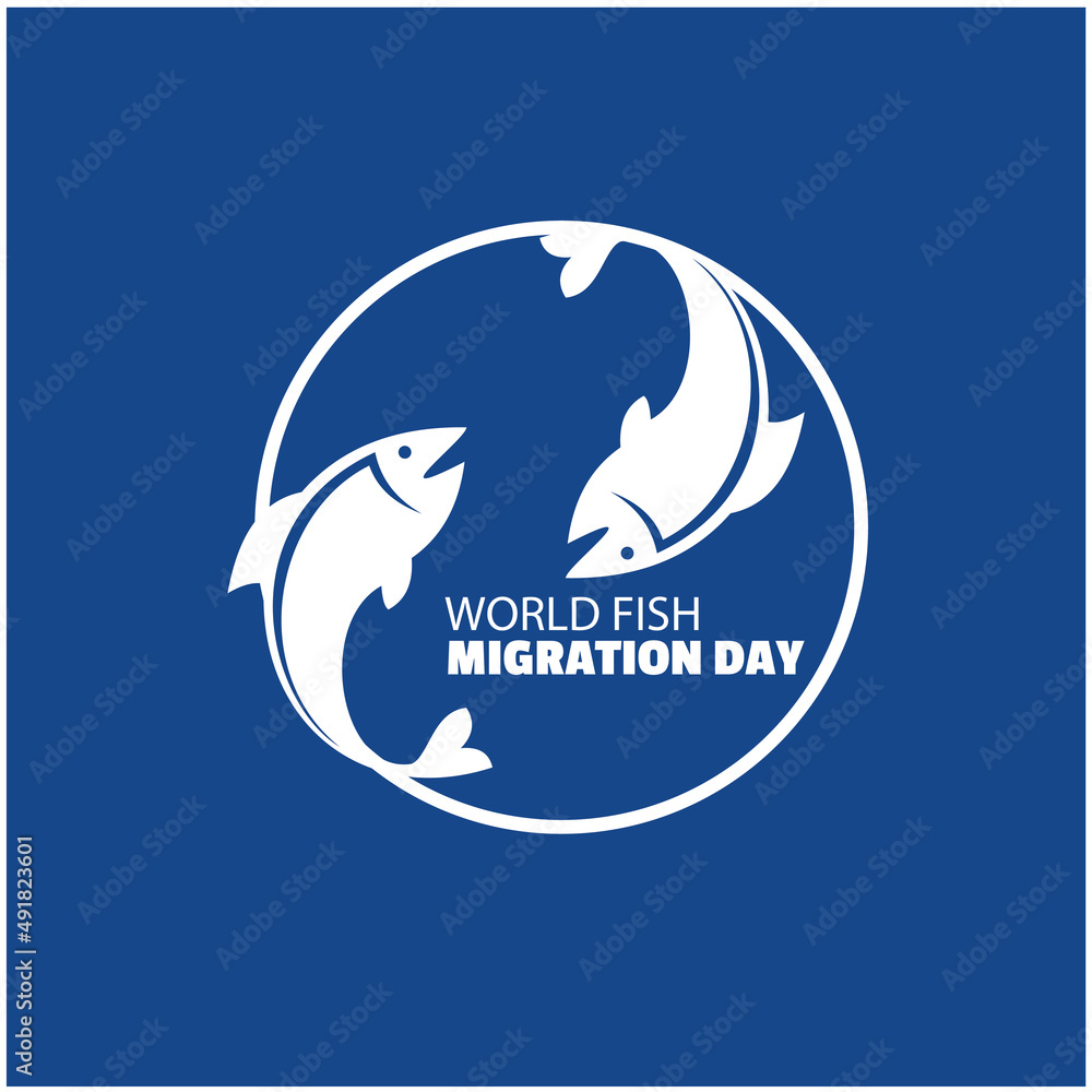 Vector World Fish Migration Day. Templates for backgrounds, banners, cards, posters with captions, social media stories. simple and elegant design Vector World Fish Migration Day. Templates for backgrounds, banners, cards, posters with captions, social media stories. simple and elegant design