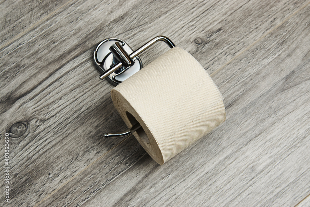 Empty toilet paper roll holder, close-up Empty toilet paper roll holder, close-up