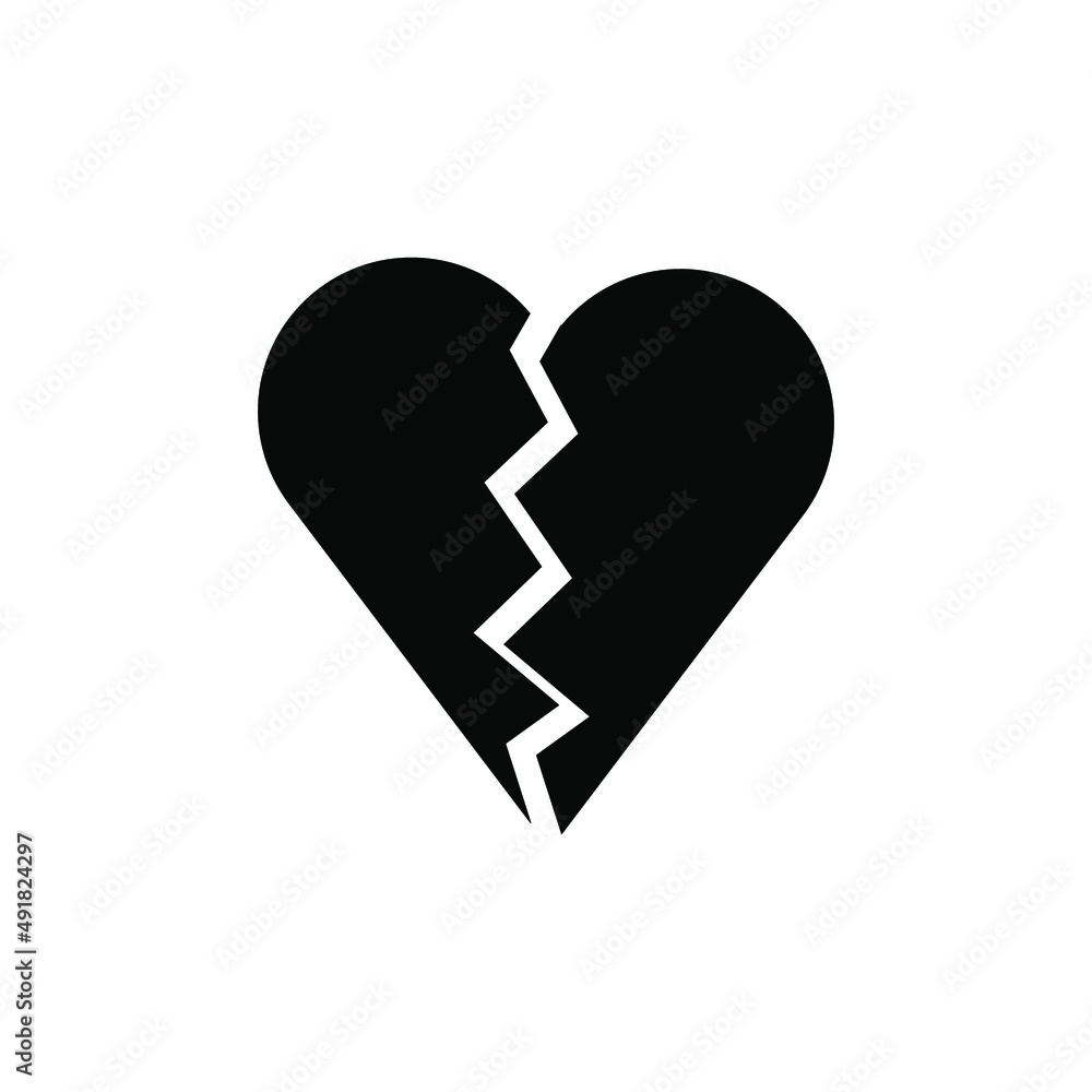 broken heart icon vector. heartache symbol. simple flat shape broken heart icon vector. heartache symbol. simple flat shape