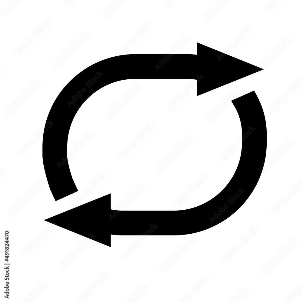 Flat icon of cyclic rotation, recycling recurrence, renewal. Flat icon of cyclic rotation, recycling recurrence, renewal.