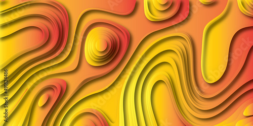 Abstract background with waves. Abstract papercut and multi layer cutout geometric pattern on vector.Topographic map in paper cut style. 3d abstract background with cut out waves modern cover.