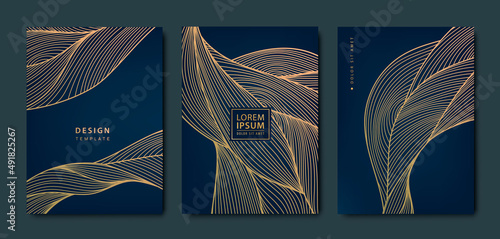 Vector japanese background with Gold texture. Luxury black wavy line pattern. Premium backdrop for business layout, texture for print, poster, book, cover