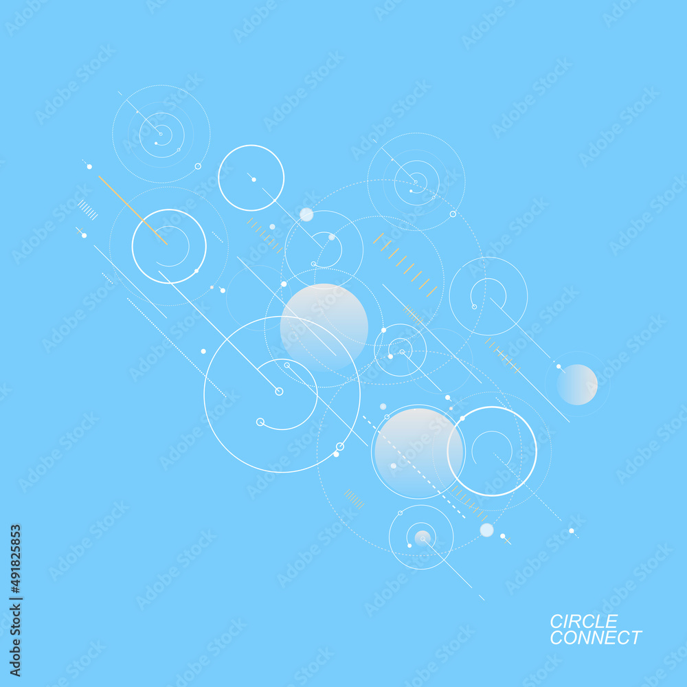Connect circle and lines background. Geometric construction design. Vector technology template. Model space global communication