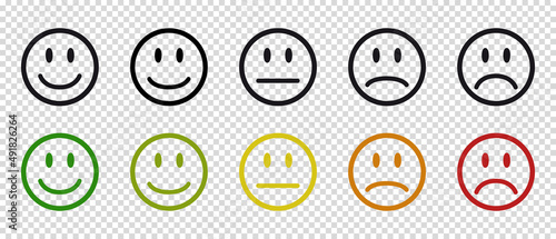 Feedback Mood Icons Set - Flat Vector Illustrations Isolated On Transparent Background