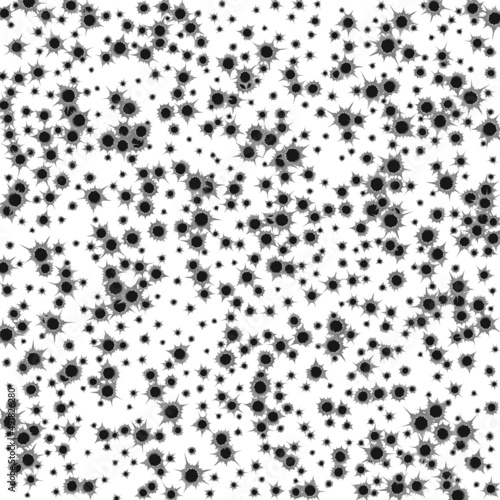 Background from bullet holes isolated on white background.