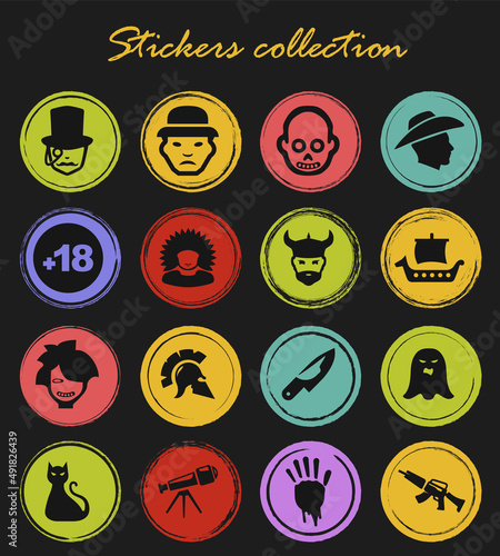 Genres of cinema icons set