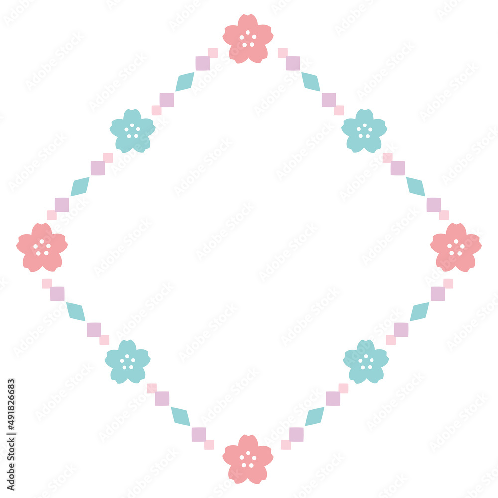 桜の花のかわいいフレーム　ひし形　和風
Cherry blossom frame rhombus