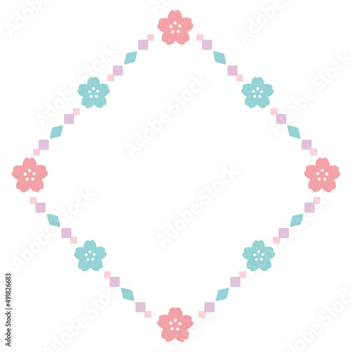 桜の花のかわいいフレーム　ひし形　和風
Cherry blossom frame rhombus