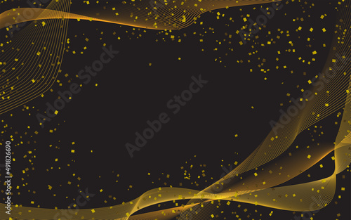 Black and gold glitter abstract background horizontally long