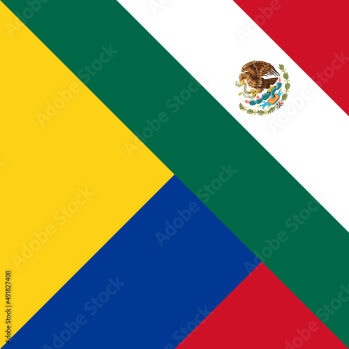 harmony icon of colombia and mexico flags. vector illustration