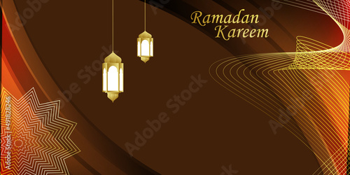Brown background with gold lines, Ramadan background