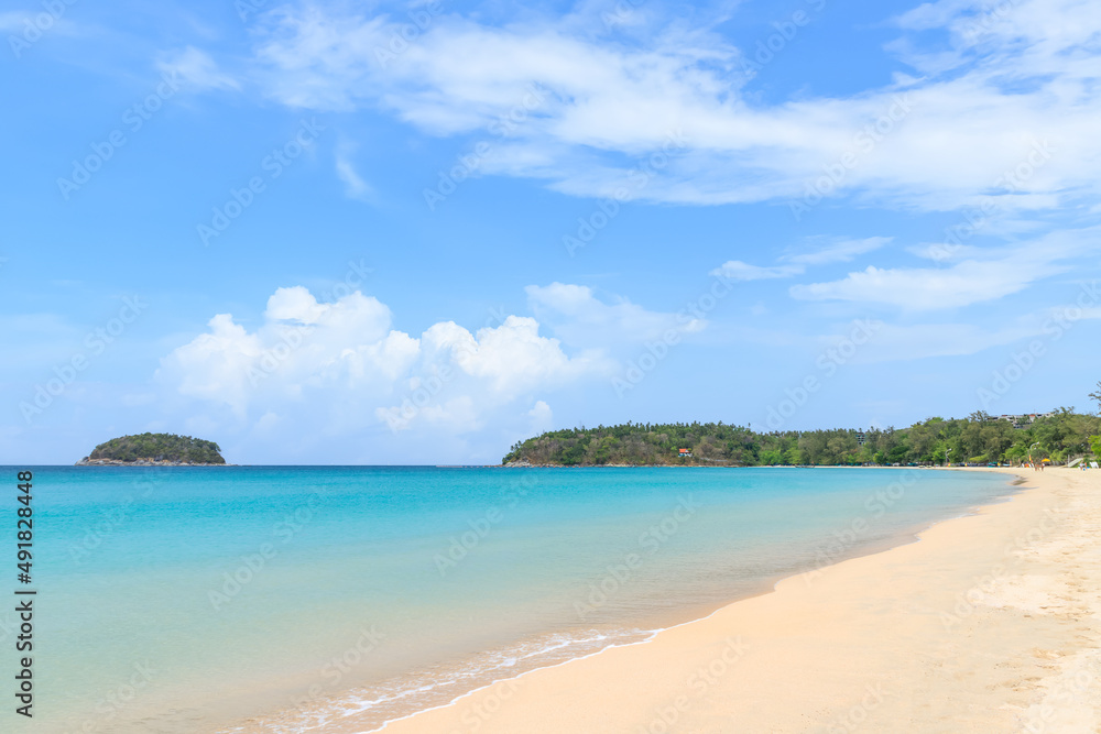 Kata Beach with crystal clear water and island, famous tourist destination and resort area, Phuket, Thailand Kata Beach with crystal clear water and island, famous tourist destination and resort area, Phuket, Thailand