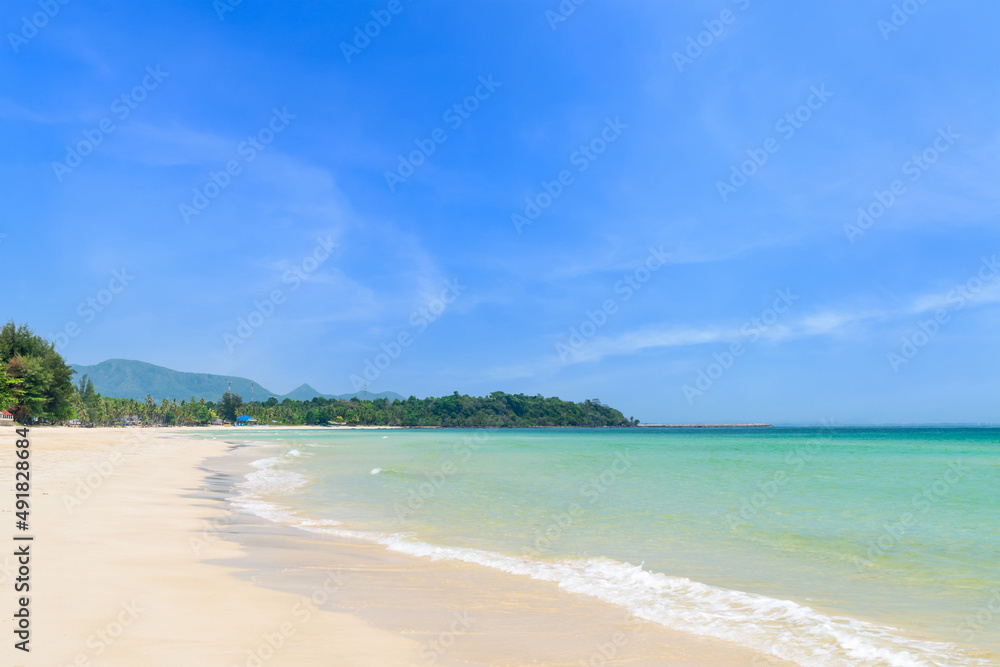 Thung Wua Laen Beach during sunny day, famous tourist destination and resort area, Chumphon, Thailand