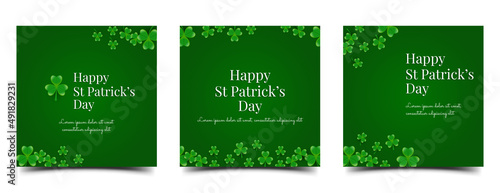 Set of Saint Patrick day square banner template. Usable for social media post, banner, greeting card, and web.