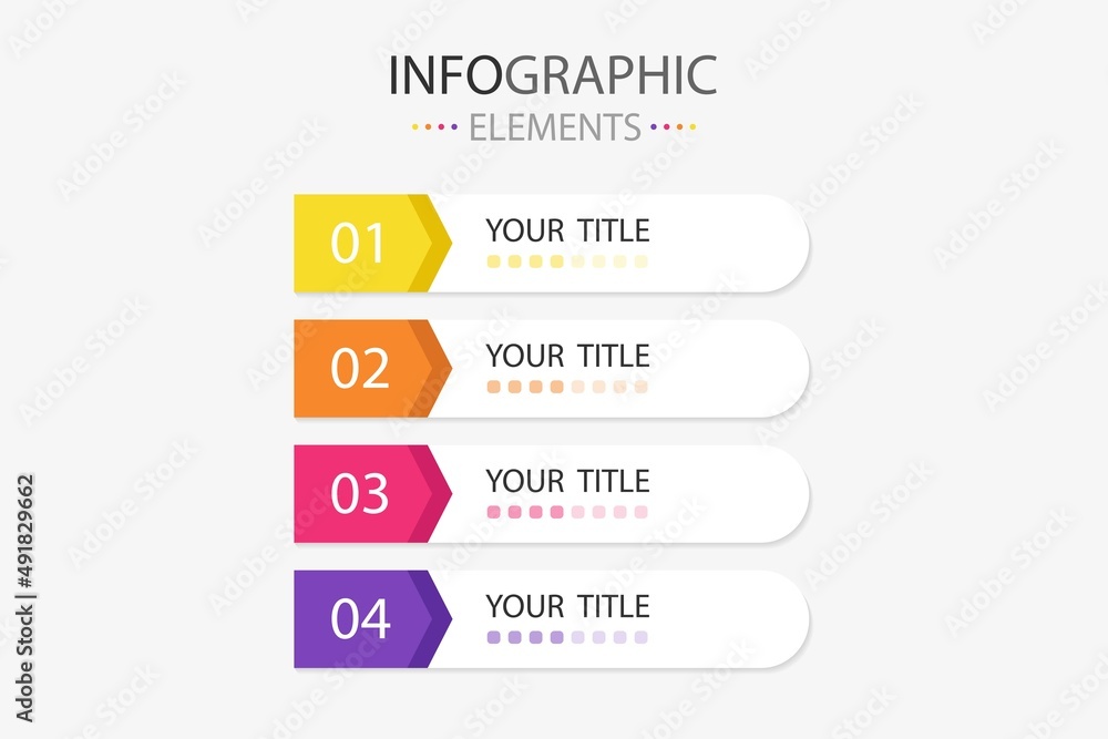 Flat infographic element template colorful elements with 4 colors isolated on white background. Flat infographic element template colorful elements with 4 colors isolated on white background.