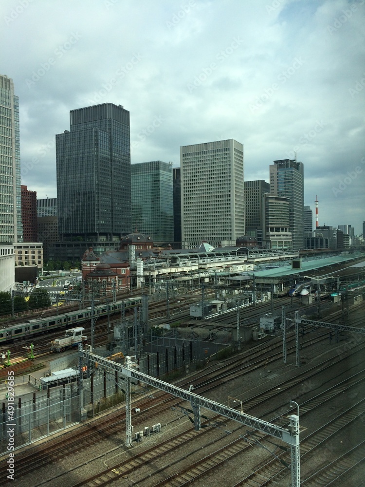 city skyline Tokyo station