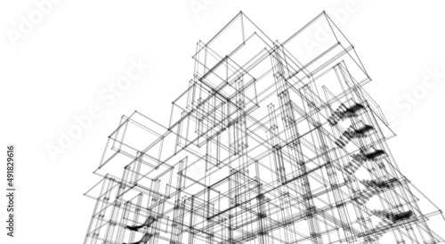 ​​abstract architecture 3d illustration background