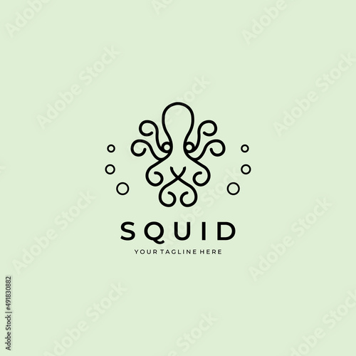 squid logo line art vector illustration design