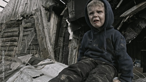  A child is crying in the ruins