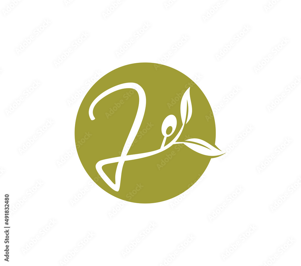 Fototapeta premium Alphabet Grape Vine Monogram Initial Logo Letter J