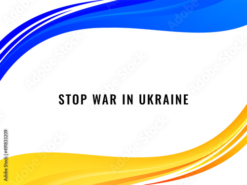 Stop war in Ukraine text wave style country flag design