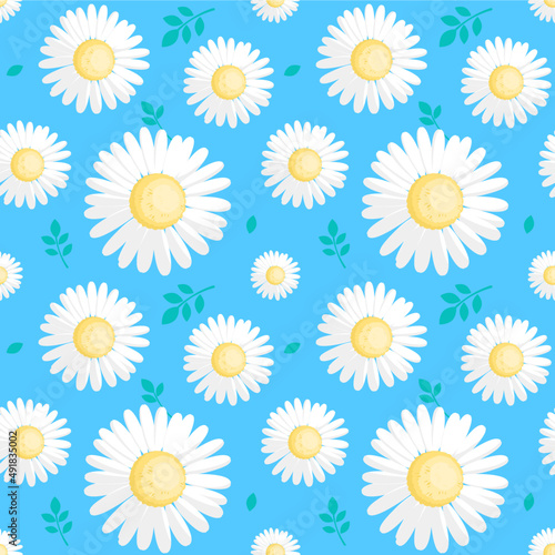 littile daisy Seamless pattern on blue background  cute floral pattern vector  