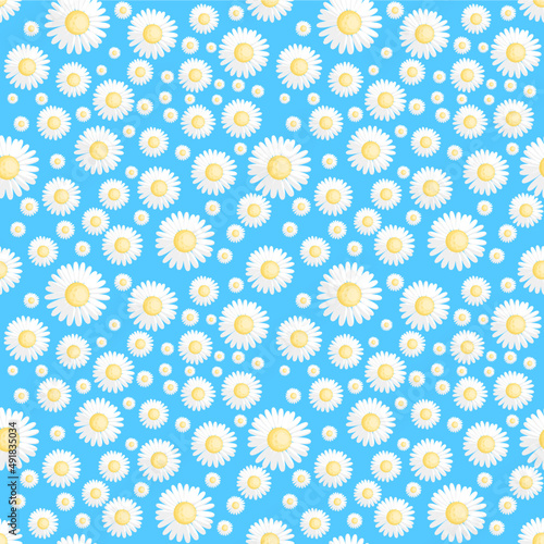 littile daisy Seamless pattern on blue background  cute floral pattern vector  