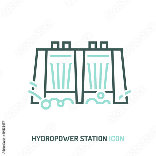 Hydro energy station icon. Renewable energy source. Vector illustration