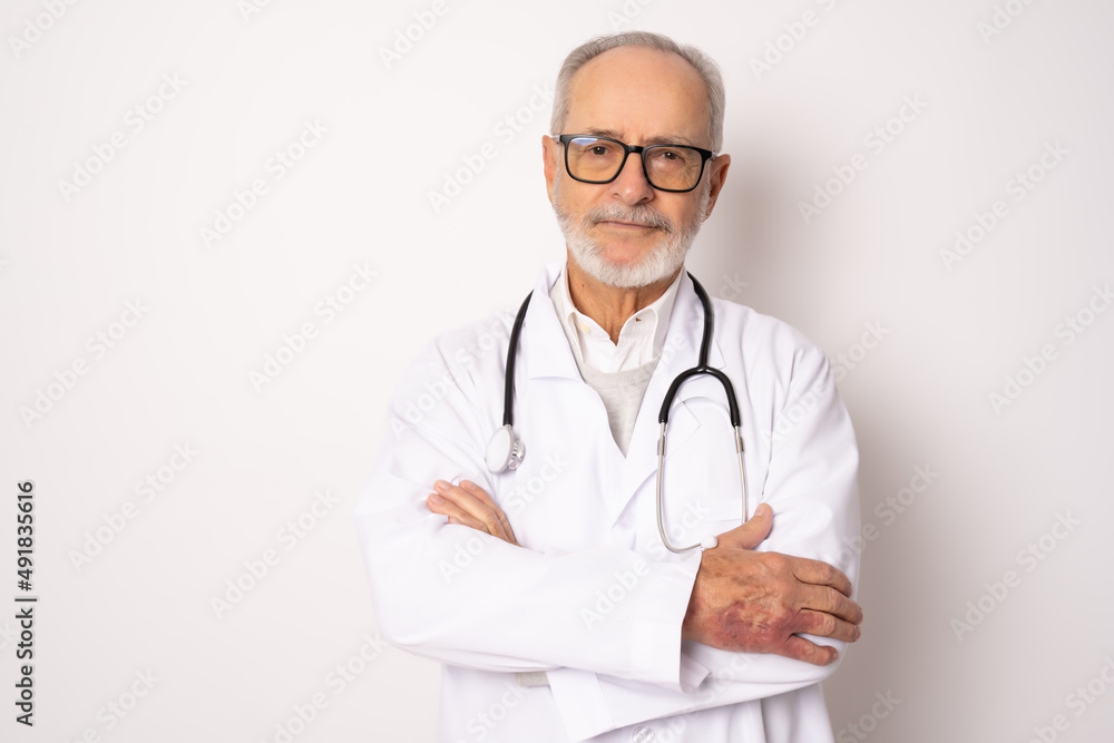 Smiling medical doctor with stethoscope. Isolated over white background Smiling medical doctor with stethoscope. Isolated over white background