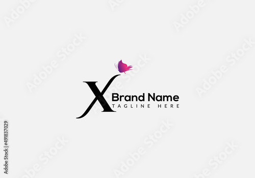 Abstract X letter modern initial butterfly lettermarks logo design	