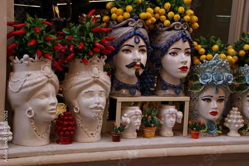 Italy, Sicily Island: Sicilian ceramic heads.
