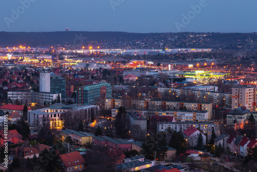Night view of Budapest's Budaörs district in Hungary  © oliverleicher