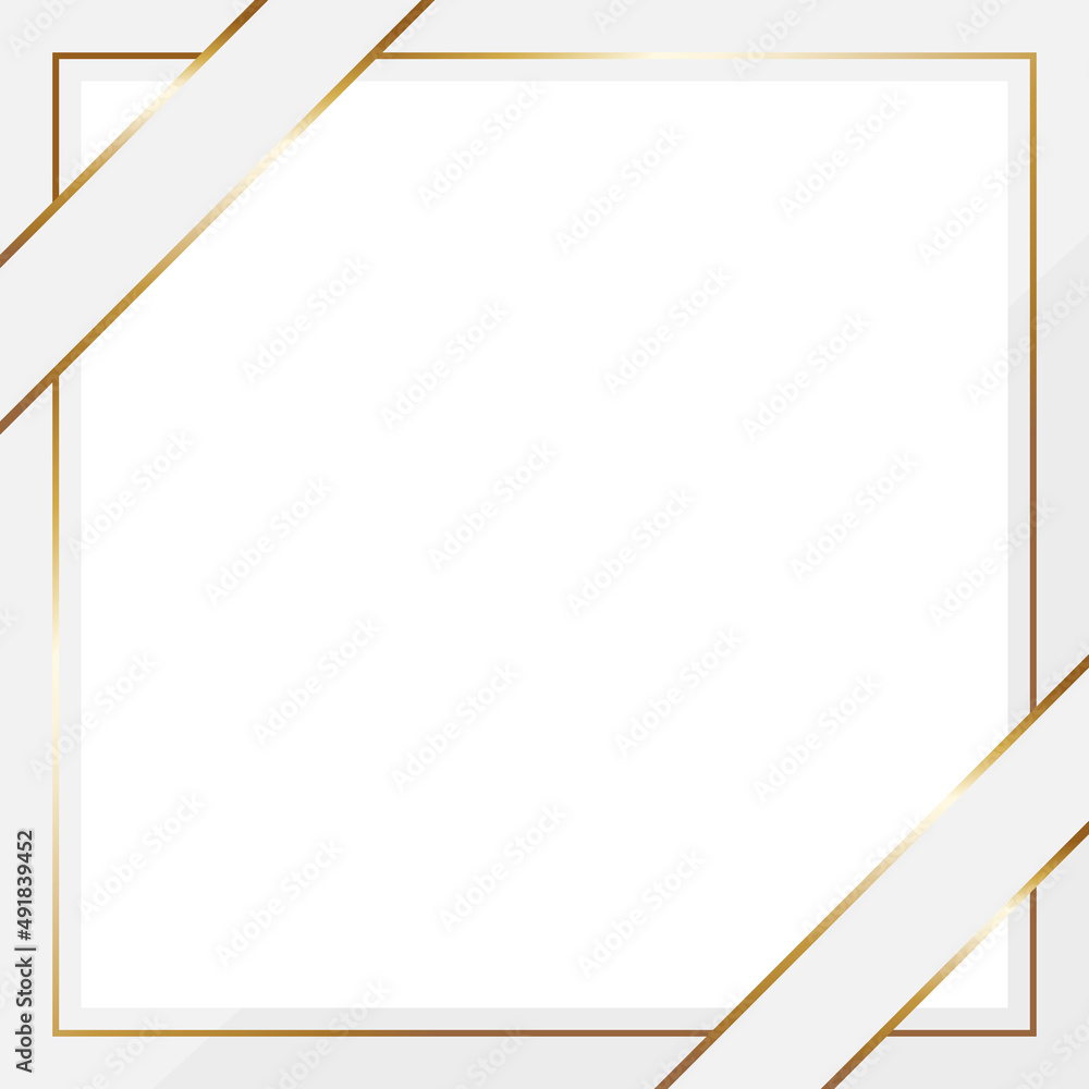 高級感のある斜め掛けリボンフレーム 正方形 ホワイト ゴールド Stock Vector Adobe Stock