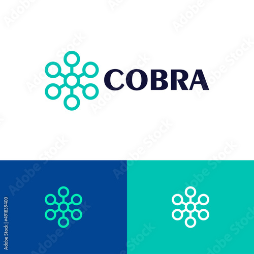 System circle logo design concept. Tech data company brand logomark illustration. Can representing security, cyber,connect, crypto.