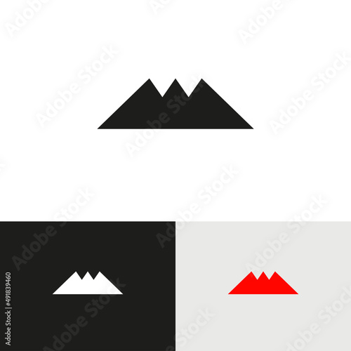 Mountain peak adventure landscape logo vector design concept. Outdoor hiking company brand logomark illustration. Can representing tourism  travel  sport  climbing  explore  wild  nature.